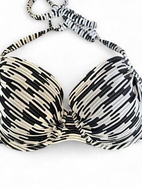 Victoria's Secret Black and White Stripe Push-Up Bikini Top 34D